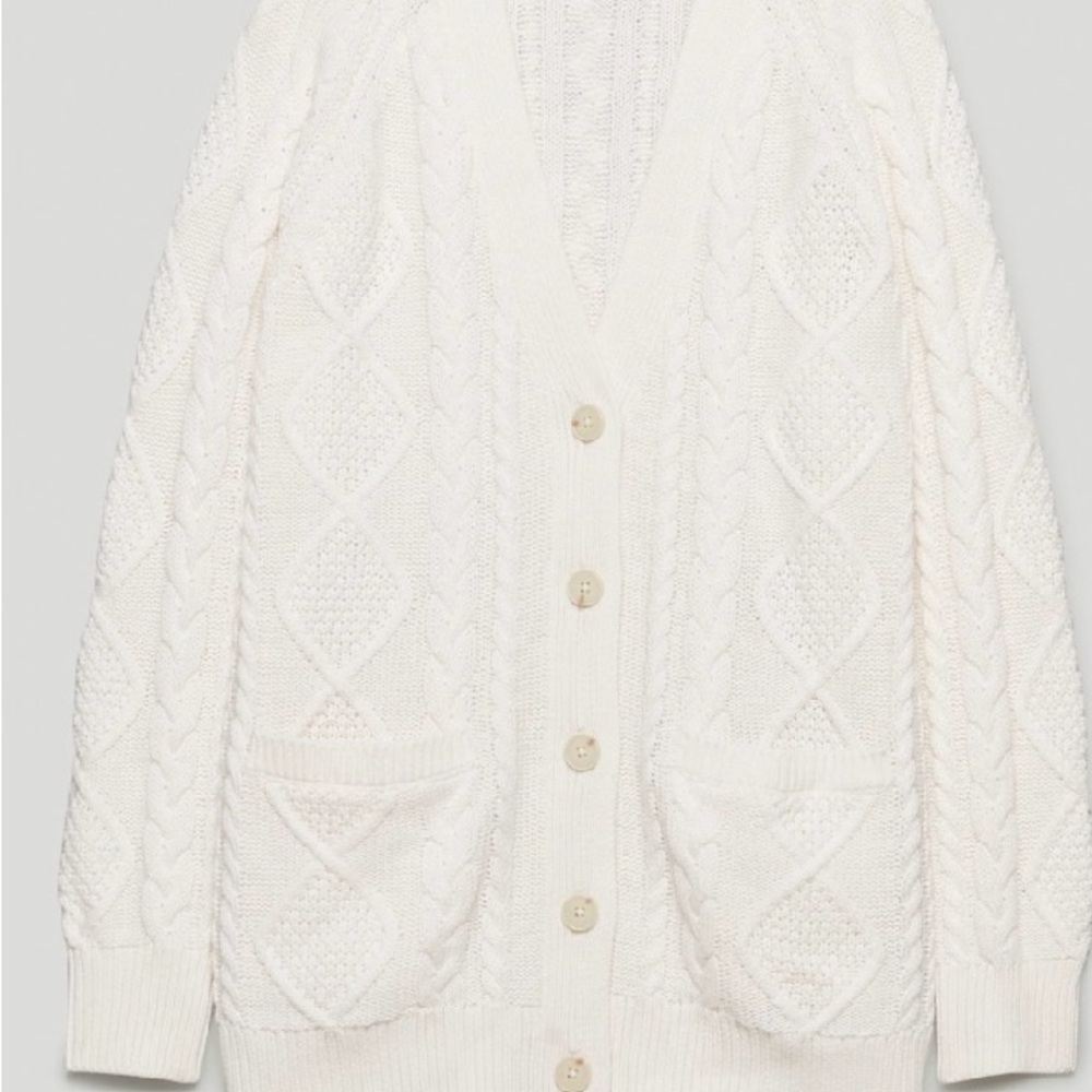 Worn once. Wilfred Cable Knit Cardigan Sweater